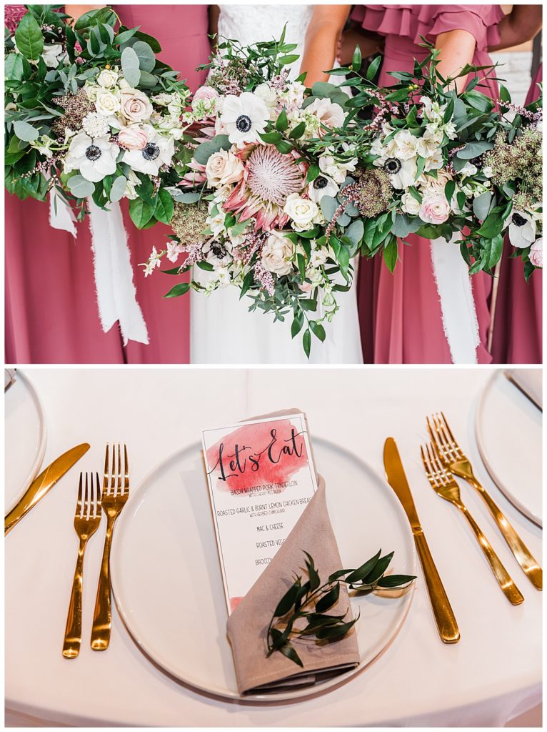 wedding bouquets and place settings from a San Antonio wedding planner