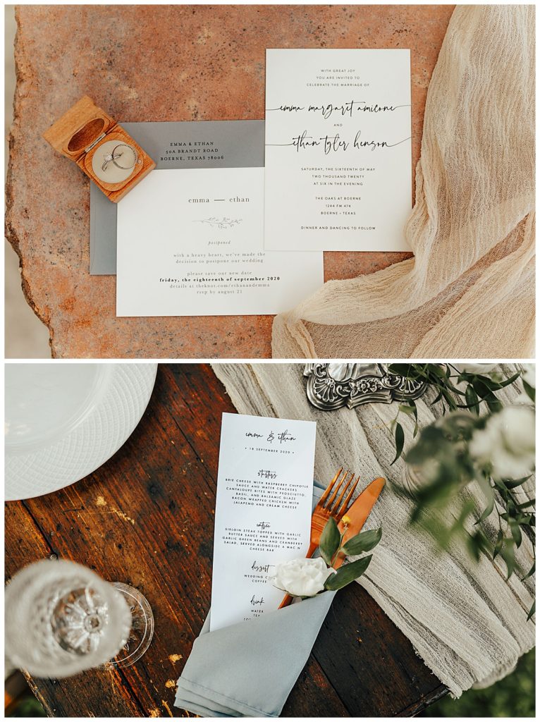 wedding invitation and menu card details