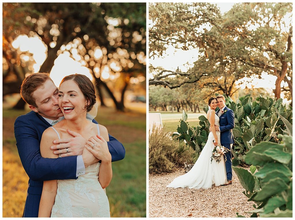 bride and groom portraits in Boerne wedding venue