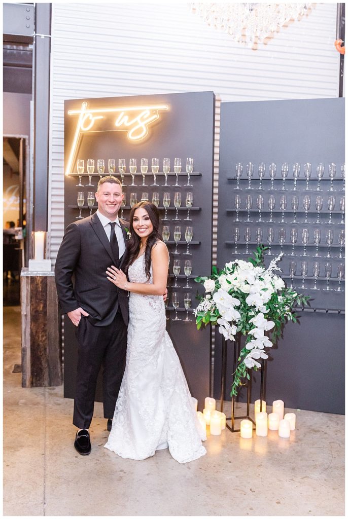 champagne wall from San Antonio wedding planner
